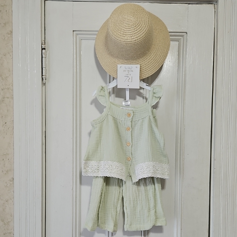 RZ Baby by Rachel Zoe Mint Green Boho Set w/ Hat – 12M (NWT
